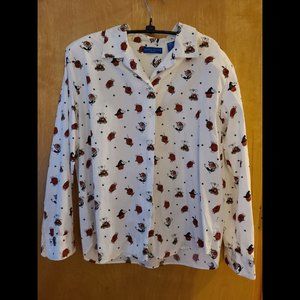 Karen Scott Sport Halloween Cats And Pumpkin Button Down Shirt Size XL